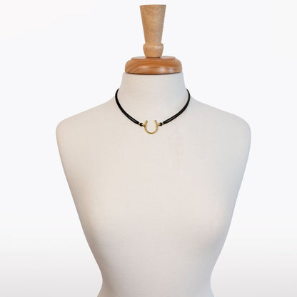 Urban Equestrian  Devlin - Horseshoe Necklace w/ Double Cord in Gold