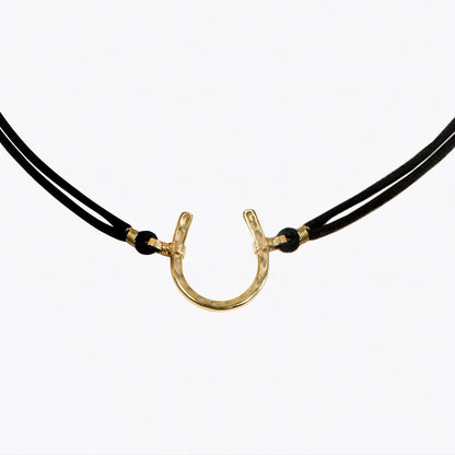 Urban Equestrian  Devlin - Horseshoe Necklace w/ Double Cord in Gold