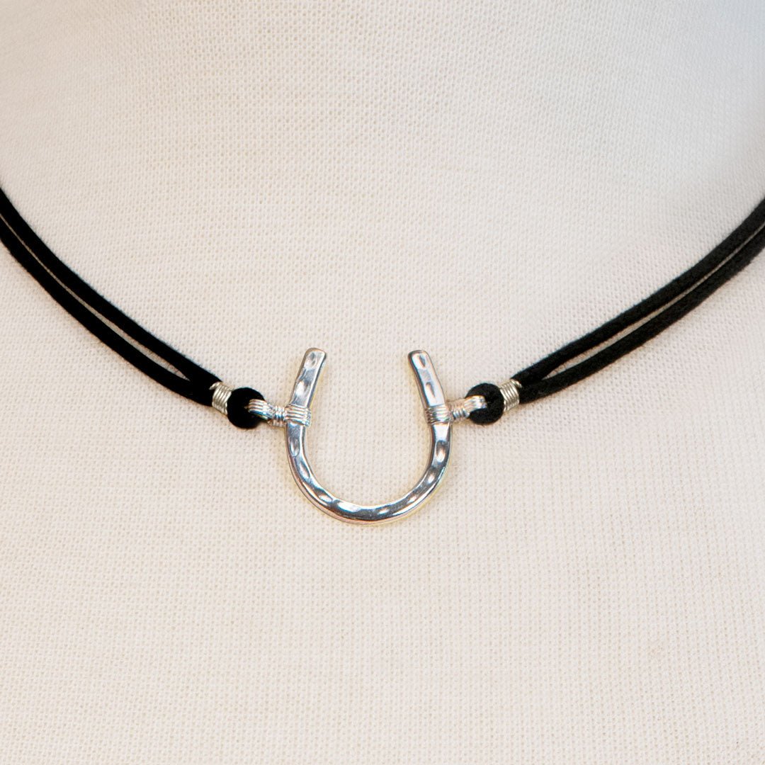 Devlin - Horseshoe Necklace w/ Double Cord in Silver