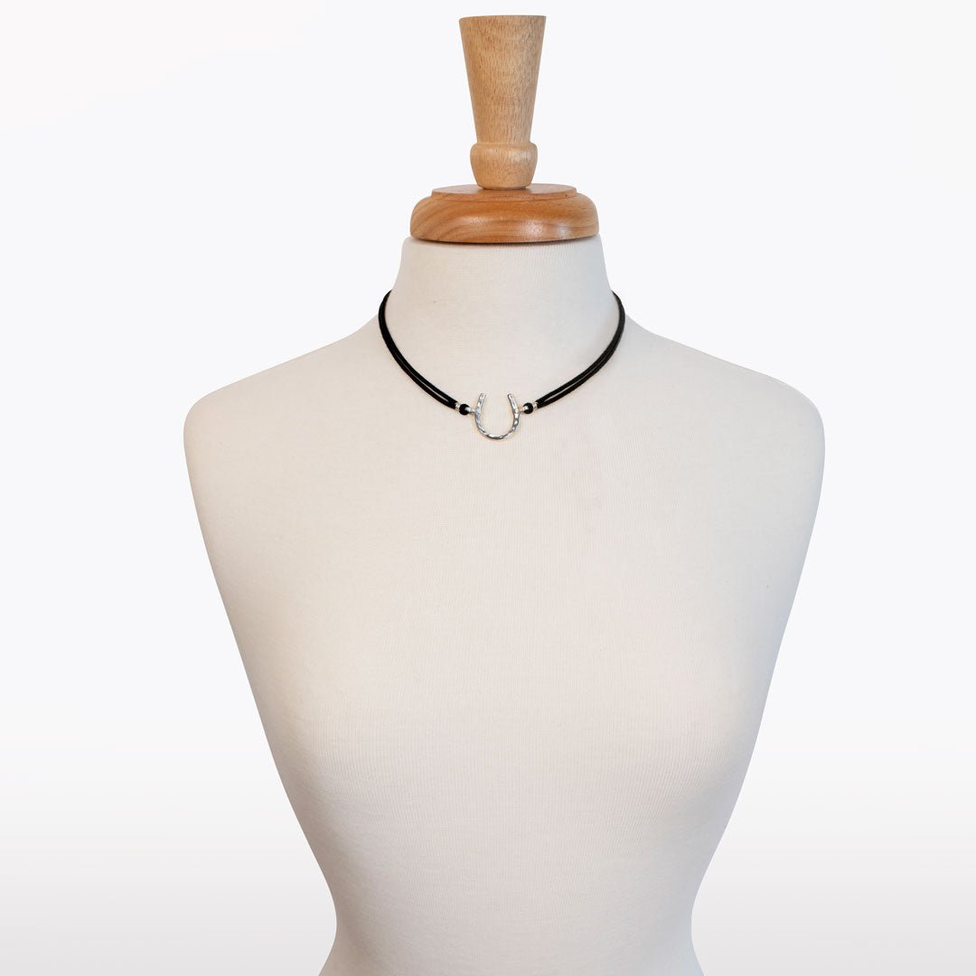 Devlin - Horseshoe Necklace w/ Double Cord in Silver
