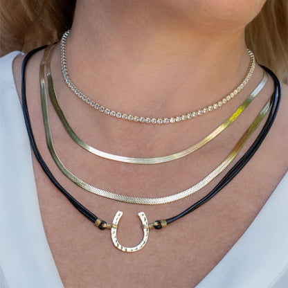 Urban Equestrian  Devlin - Horseshoe Necklace w/ Double Cord in Gold