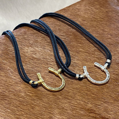 Devlin - Horseshoe Necklace w/ Double Cord in Silver
