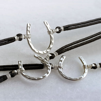 Devlin - Horseshoe Necklace w/ Double Cord in Silver