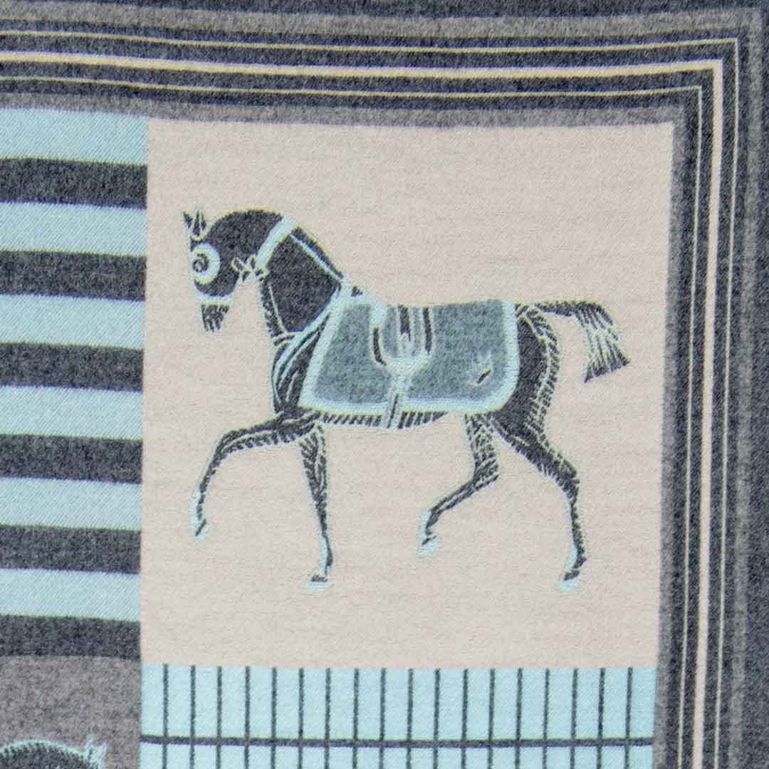 Urban Equestrian  Devon -  Aqua Equestrian Motif Luxe Shawl