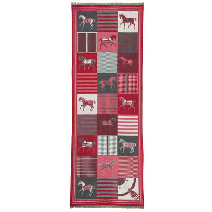Urban Equestrian  Devon -  Crimson Equestrian Motif Luxe Shawl
