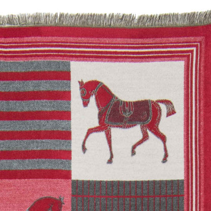 Urban Equestrian  Devon -  Crimson Equestrian Motif Luxe Shawl
