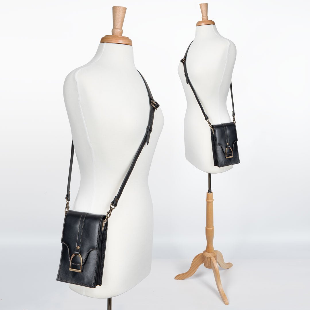 Urban Equestrian  Devon Deluxe Phone Bag - Luxury Leather Handbag in Black