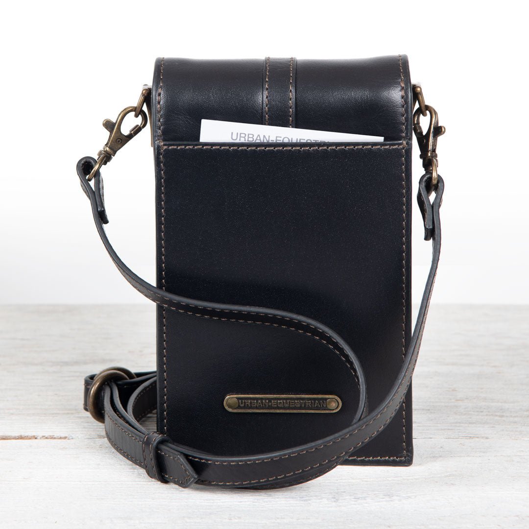 Urban Equestrian  Devon Deluxe Phone Bag - Luxury Leather Handbag in Black