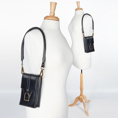 Urban Equestrian  Devon Deluxe Phone Bag - Luxury Leather Handbag in Black