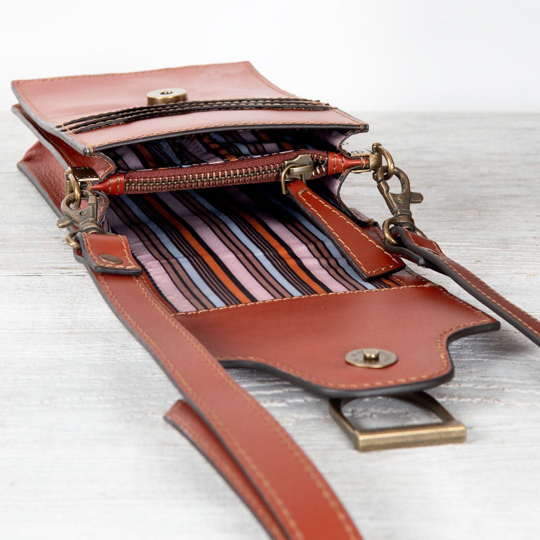 Urban Equestrian  Devon Deluxe Phone Bag - Luxury Leather Handbag in Cognac