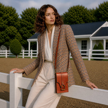 Urban Equestrian  Devon Deluxe Phone Bag - Luxury Leather Handbag in Cognac