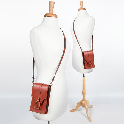 Urban Equestrian  Devon Deluxe Phone Bag - Luxury Leather Handbag in Cognac