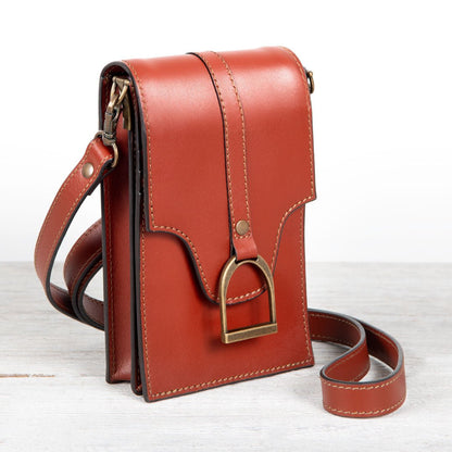 Urban Equestrian  Devon Deluxe Phone Bag - Luxury Leather Handbag in Cognac