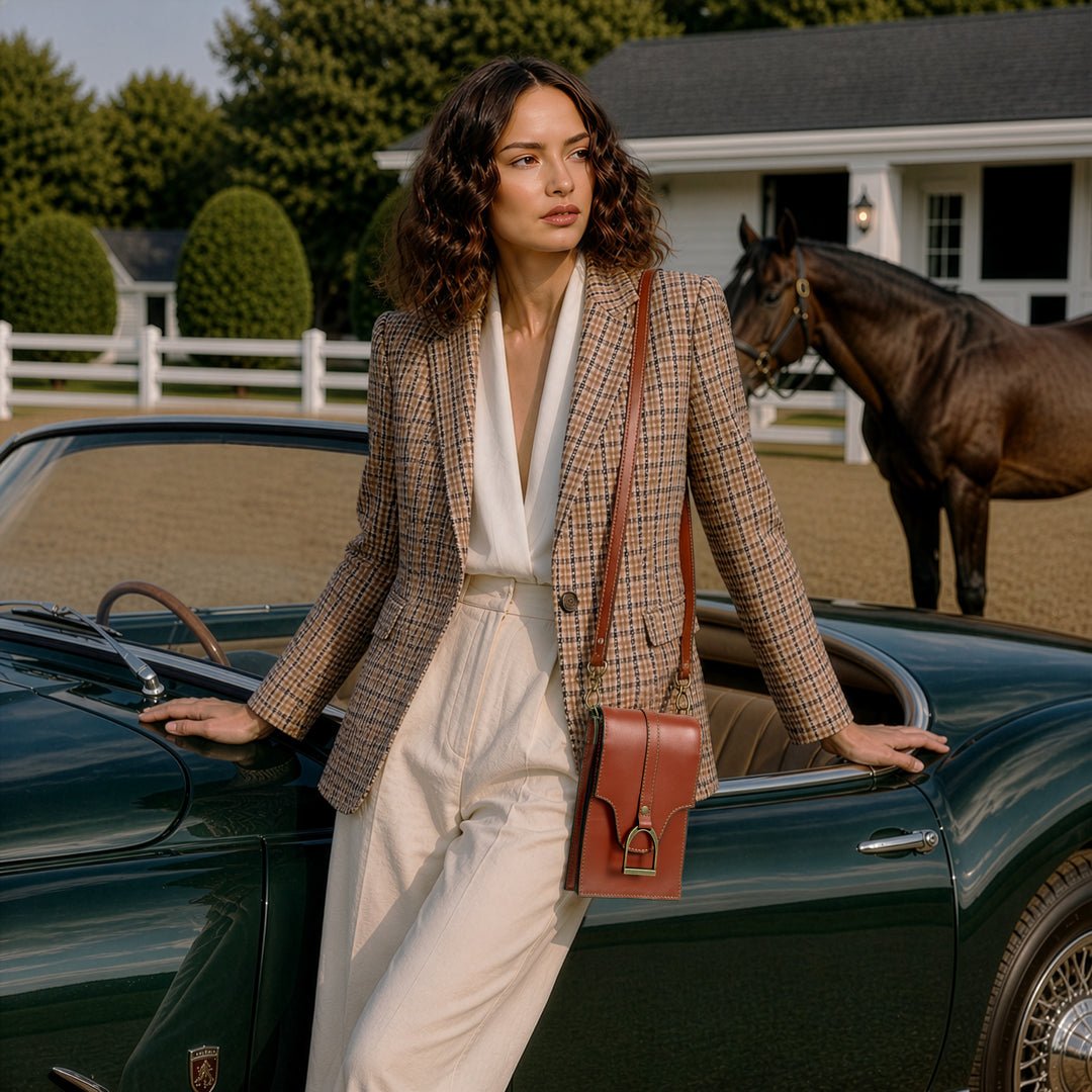 Urban Equestrian  Devon Deluxe Phone Bag - Luxury Leather Handbag in Cognac