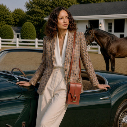 Urban Equestrian  Devon Deluxe Phone Bag - Luxury Leather Handbag in Cognac