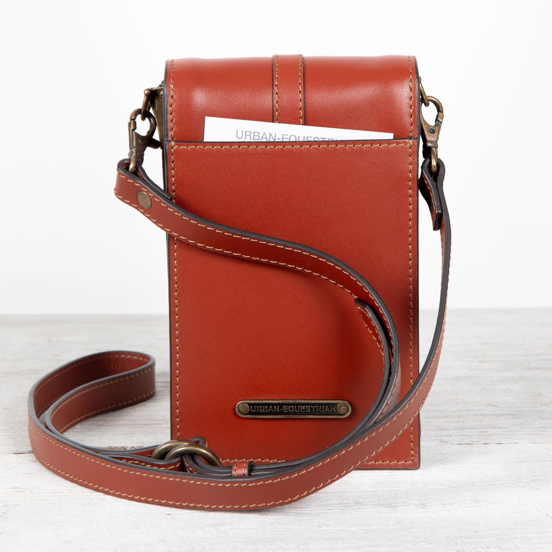 Urban Equestrian  Devon Deluxe Phone Bag - Luxury Leather Handbag in Cognac