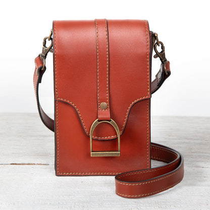Urban Equestrian  Devon Deluxe Phone Bag - Luxury Leather Handbag in Cognac