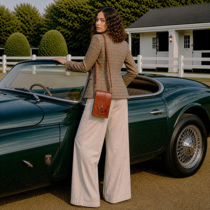 Urban Equestrian  Devon Deluxe Phone Bag - Luxury Leather Handbag in Cognac