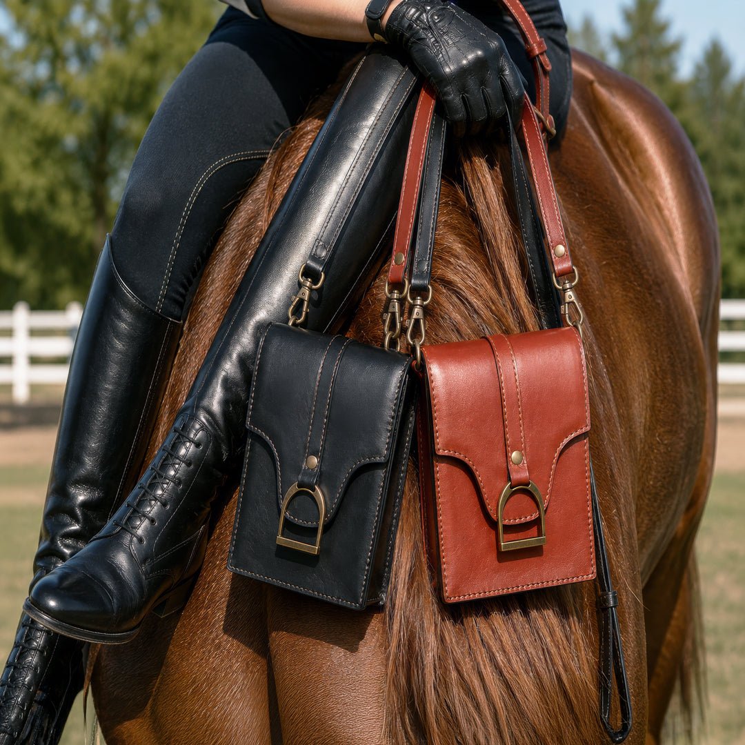 Urban Equestrian  Devon Deluxe Phone Bag - Luxury Leather Handbag in Cognac