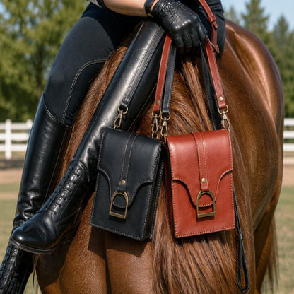 Urban Equestrian  Devon Deluxe Phone Bag - Luxury Leather Handbag in Cognac