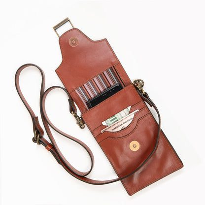 Urban Equestrian  Devon Deluxe Phone Bag - Luxury Leather Handbag in Cognac