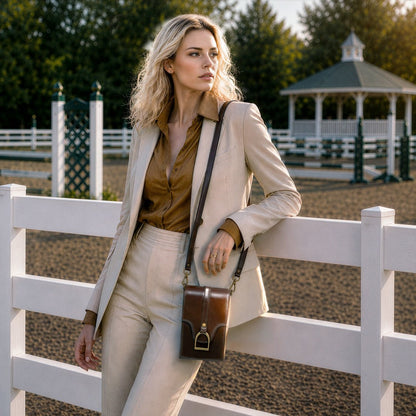 Urban Equestrian  Devon Deluxe Phone Bag - Luxury Leather Handbag in Deep Brown
