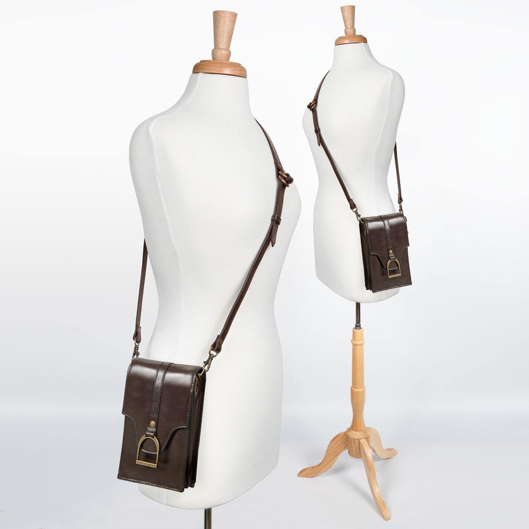 Urban Equestrian  Devon Deluxe Phone Bag - Luxury Leather Handbag in Deep Brown