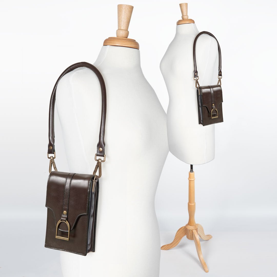 Urban Equestrian  Devon Deluxe Phone Bag - Luxury Leather Handbag in Deep Brown