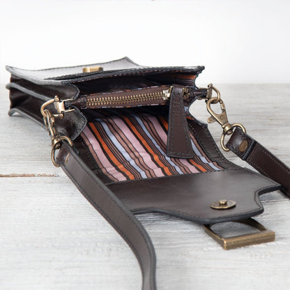 Urban Equestrian  Devon Deluxe Phone Bag - Luxury Leather Handbag in Deep Brown