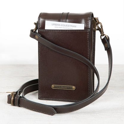 Urban Equestrian  Devon Deluxe Phone Bag - Luxury Leather Handbag in Deep Brown
