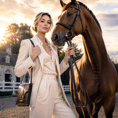 Urban Equestrian  Devon Deluxe Phone Bag - Luxury Leather Handbag in Deep Brown