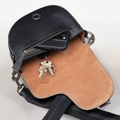 Urban Equestrian  Signature Saddle Bag - Luxury Leather Handbag in Black