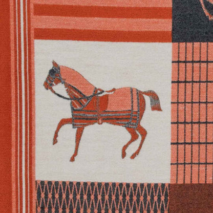Urban Equestrian  Devon -  Tangerine Equestrian Motif Luxe Shawl