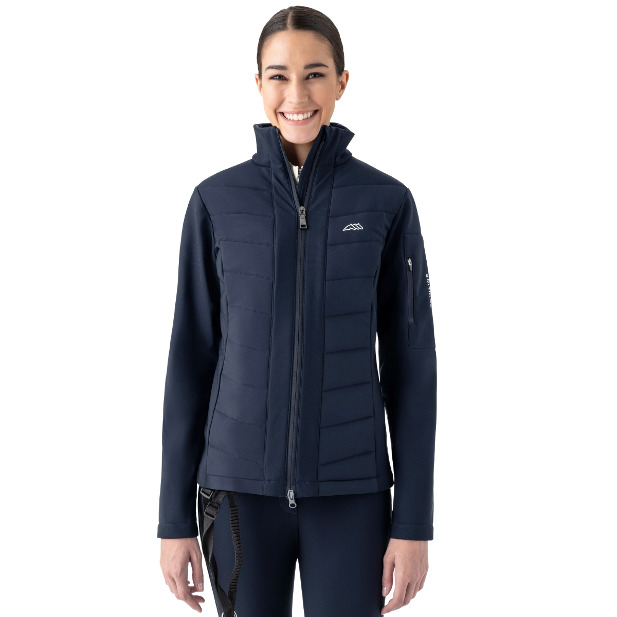 Equiline Women's ENTREC Air Vest Compatible Softshell Jacket in blue - side view

