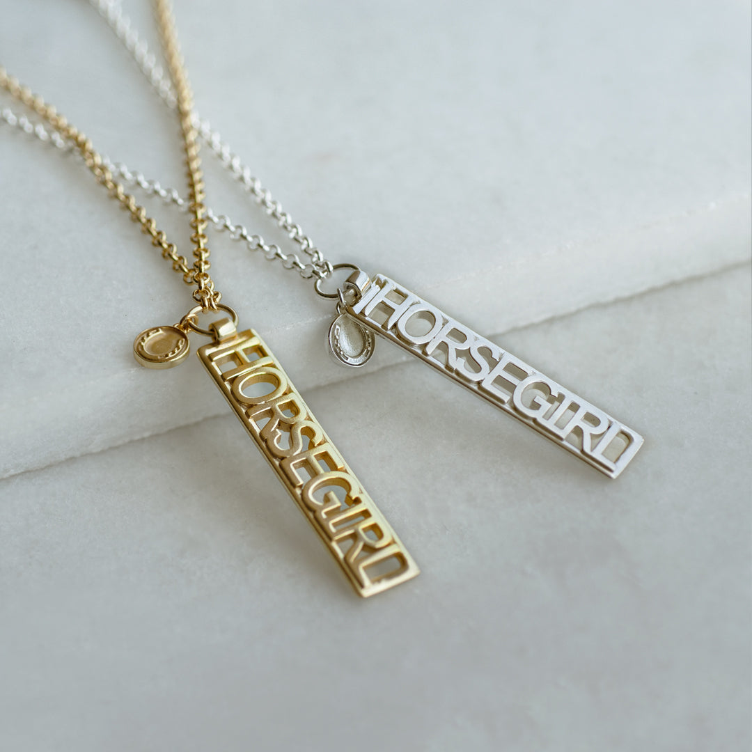 Urban Equestrian  Horse Girl - Equestrian Dog Tag Necklace in Gold