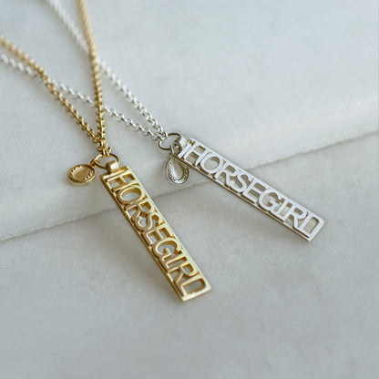 Urban Equestrian  Horse Girl - Equestrian Dog Tag Necklace in Gold