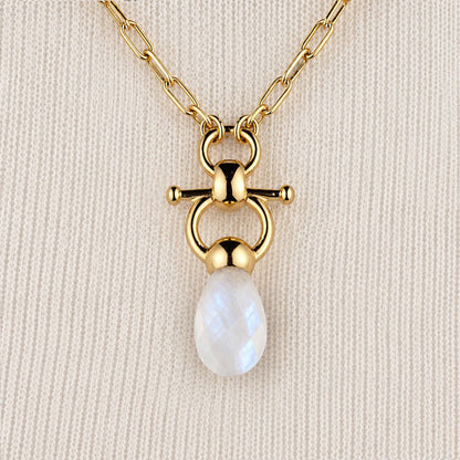 Urban Equestrian  Droplette - Moonstone Equestrian Horse Bit Necklace in Gold