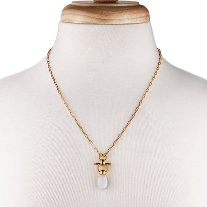 Urban Equestrian  Droplette - Moonstone Equestrian Horse Bit Necklace in Gold