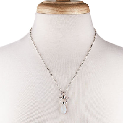 Urban Equestrian  Droplette - Moonstone Equestrian Horse Bit Necklace in Silver