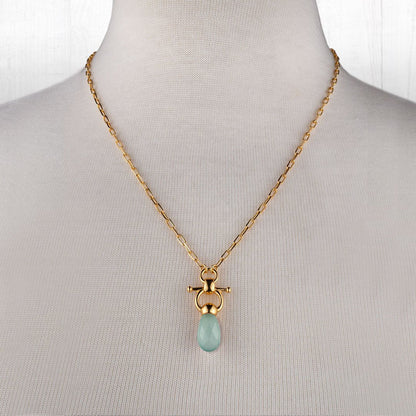 Urban Equestrian  Droplette - Aqua Chalcedony Horse Bit Equestrian Earring in Gold
