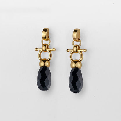 Urban Equestrian  Droplette - Black Onyx Horse Bit Earring Equestrian in Gold