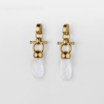 Urban Equestrian  Droplette - Moonstone Horse Bit Equestrian Earring in Gold