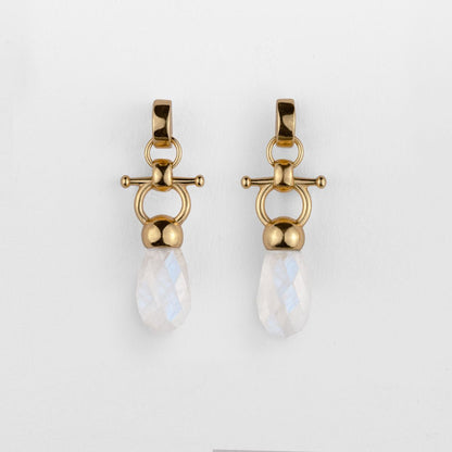Urban Equestrian  Droplette - Moonstone Horse Bit Equestrian Earring in Gold