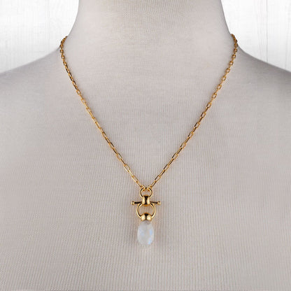 Urban Equestrian  Droplette - Moonstone Horse Bit Equestrian Earring in Gold