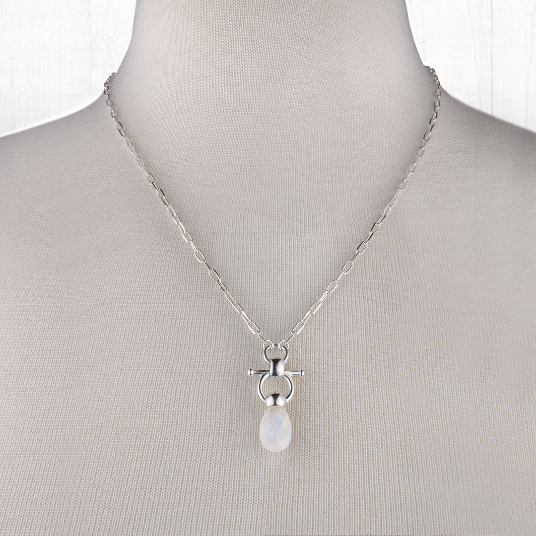 Urban Equestrian  Droplette - Moonstone Horse Bit Equestrian Earring in Silver