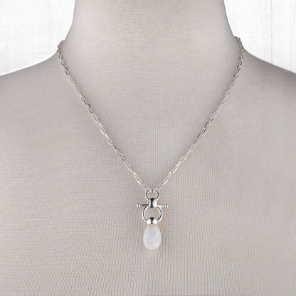 Urban Equestrian  Droplette - Moonstone Horse Bit Equestrian Earring in Silver