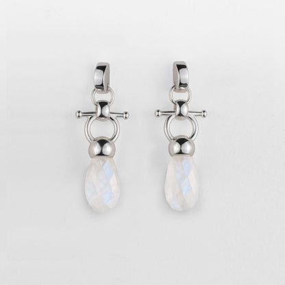Urban Equestrian  Droplette - Moonstone Horse Bit Equestrian Earring in Silver