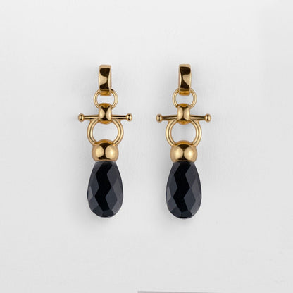 Urban Equestrian  Droplette - Black Onyx Equestrian Horse Bit Necklace in Gold