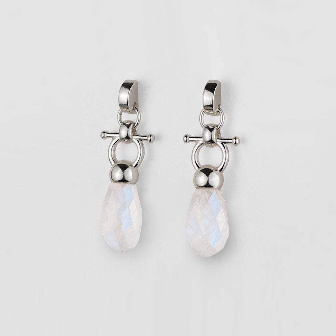 Urban Equestrian  Droplette - Moonstone Equestrian Horse Bit Necklace in Silver
