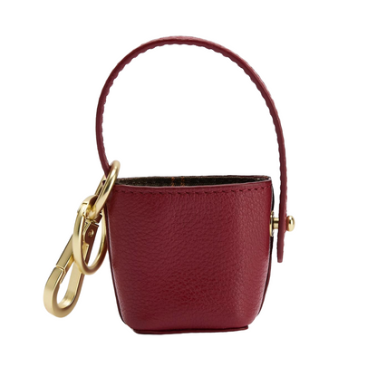 Barbour Leather Cedar Bag Charm, red, back view